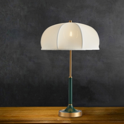 Novelty Rural Umbrella Night Light 1 Bulb Fabric Table Lighting in Green/White-Gold for Living Room