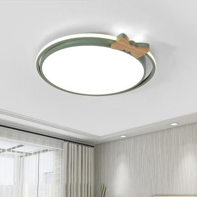 Acrylic Bowknot and Round Flushmount Macaron Style LED Ceiling Mounted Light in Grey/White/Green