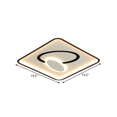 Black and White Square Ceiling Flush Minimalist LED Metallic Flush Mounted Lighting in White/Warm Light, 16
