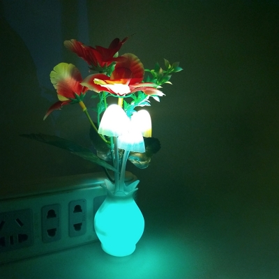 Blooming Phalaenopsis LED Night Lamp Modern Plastic Bedroom Plug-in Wall Light in Multi-Color Light