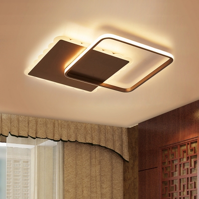 Dual Rhombus Flush Lamp Fixture Simple Metal White/Coffee Finish LED Flush Mount in White/Warm/Natural Light