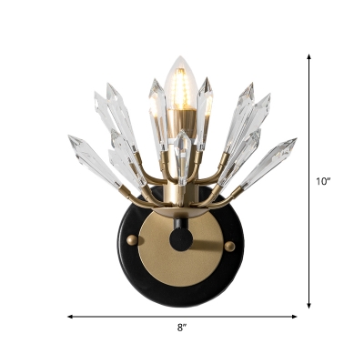 Icicle Shape Crystal Wall Sconce Modernism 1 Light Black and Gold Wall Mount Light Fixture