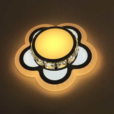 Ivory Blossom Flush Ceiling Light Fixture Modern Crystal Hallway LED Flush Mount Recessed Lighting