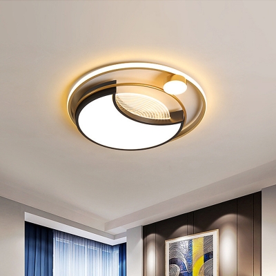 LED Parlor Flush Mount Fixture Modern Black Ceiling Flush with Round/Square Acrylic Shade, Warm/White Light