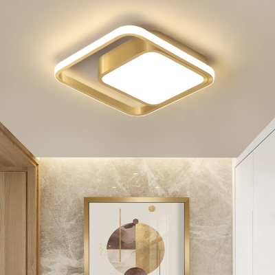 Minimalism LED Ceiling Lamp Gold Squared Flush Mount Light with Metallic Shade (The customization will be 7 days)