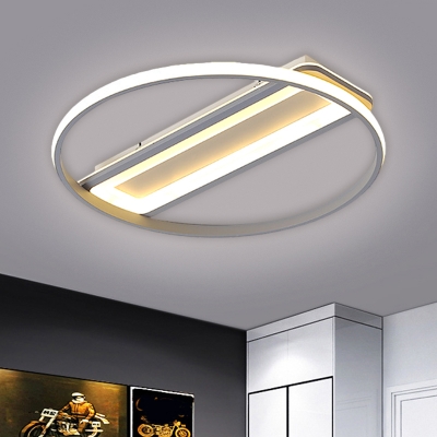 Ring and Oval Metallic Flushmount Simplicity LED White Ceiling Lamp in Warm/White Light, 16