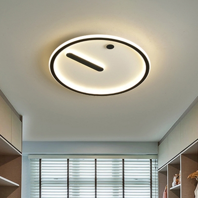 Round Acrylic Flush Light Fixture Minimalism Black and White LED Flush Mount in Warm/White Light, 12