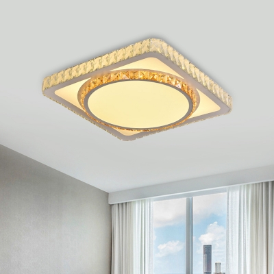 White Triangle/Round/Square Flushmount Lighting Modern LED Crystal Close to Ceiling Light for Sleeping Room