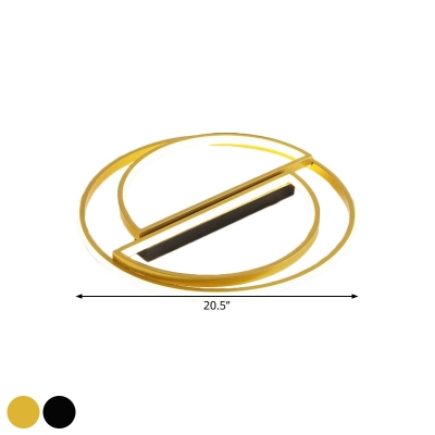 Gold Semicircle Flush Mount Modernist LED Acrylic Flush Ceiling Light in Warm/White Light, 16.5