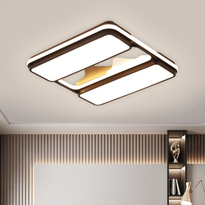 Black Rectangular Ceiling Flush Mount Nordic LED Acrylic Flush Light Fixture in Warm/White Light, 16.5
