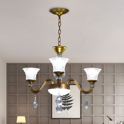 

Crystal Prisms Bell Ceiling Light Modern 3/6/8-Bulb Chandelier Lighting Fixture in Gold for Sitting Room, HL664867