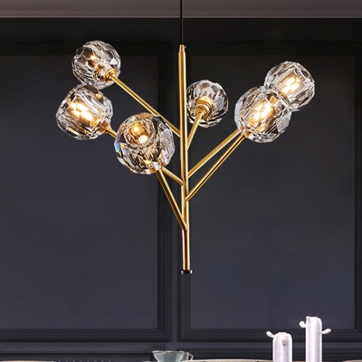 Cut Crystal Bouquet Suspension Pendant 3/6 Lights Dining Table Chandelier Lighting in Gold