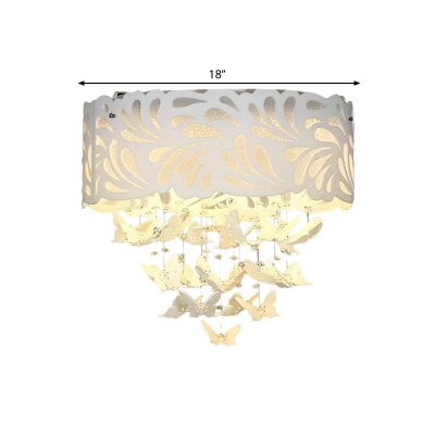 Cutouts Leaf Corridor Ceiling  Modern Acrylic White LED Flush Mounted Light with Dangling Crystal