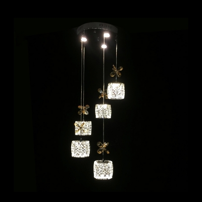 Cylindrical Crystal Cluster Pendant Modern 13.5