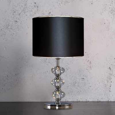 Fabric Drum Shade Night Stand Light, Black Crystal Table Lamp Shade