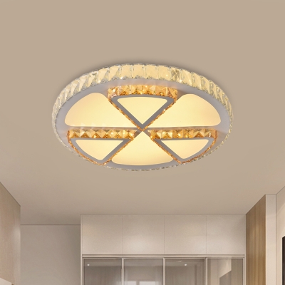 Floral/Triangle Restaurant Flush Light Clear Beveled Crystal LED Contemporary Ceiling Light in Chrome