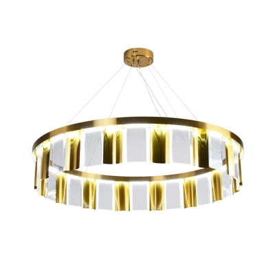Gold Circular Chandelier Pendant Light Post-Modern Crystal Living Room LED Ceiling Lamp