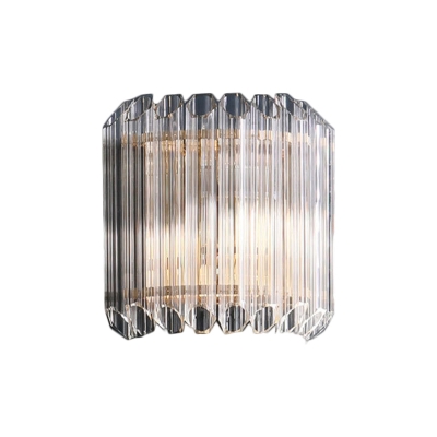 Gold Curved Wave Wall Sconce Contemporary Fluted Clear Glass Rods 1-Light Wall Mounted Light Fixture