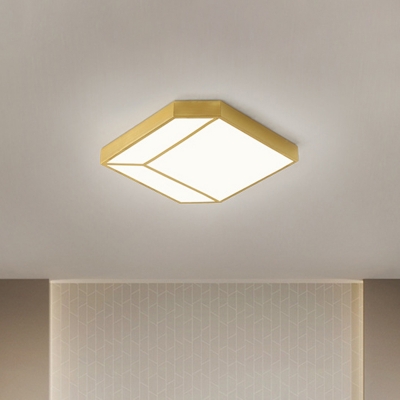 Gold Geometry Flush Ceiling Light Modernist LED Metallic Flush Mount Lamp in Warm/White Light