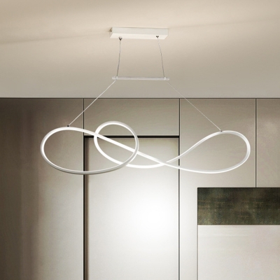 Metal Twisted Hanging Chandelier Minimalist White/Black/Gold LED Pendulum Light in White/Warm Light over Dining Table