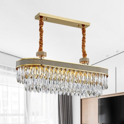 Oversized Tiered LED Island Pendant Modern Clear Crystal Hanging Ceiling Light for Restaurant