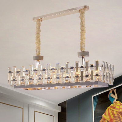 Rectangular Crystal Hanging Island Light Modern Style 12 Heads Kitchen Suspended Lighting Fixture in Gold