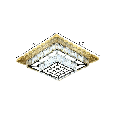 Round/Square Tiers Corridor Flush Mount Modernist Crystal LED Chrome Ceiling Mounted Light
