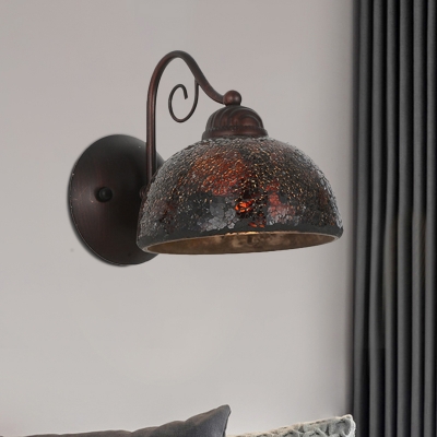 Single Head Dome Wall Lighting Ideas Vintage Style Rust Metallic Wall Mounted Light