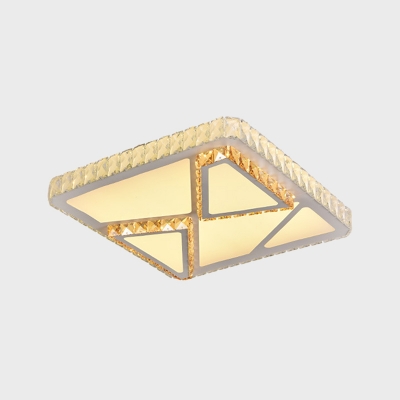 White Triangle/Round/Square Flushmount Lighting Modern LED Crystal Close to Ceiling Light for Sleeping Room