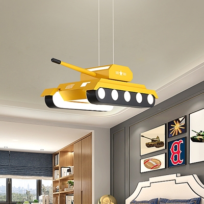 Acrylic Tank Suspension Lamp Cartoon Style LED Yellow/Blue Pendant Chandelier in Warm/White Light
