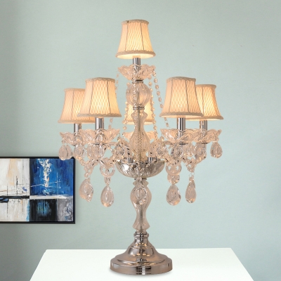 Clear Crystal White Night Lamp Tapered/Candlestick 5/6-Light Traditional Table Lamp with/without Shade