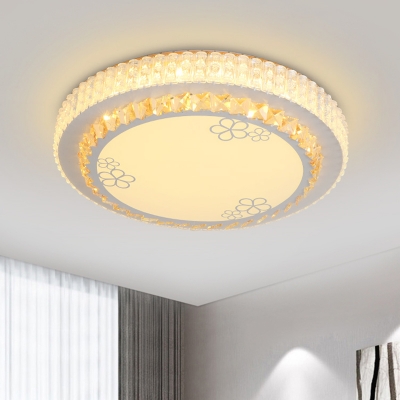 Floret/Circle/Rhombus Flush Mount Fixture Modern Faceted Crystal LED White Close to Ceiling Lamp in Warm/White Light