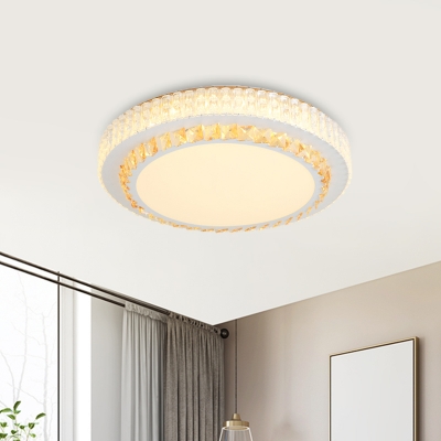 Floret/Circle/Rhombus Flush Mount Fixture Modern Faceted Crystal LED White Close to Ceiling Lamp in Warm/White Light
