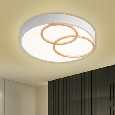 Grey/White LED Round Flush Lamp Simplicity Style Metallic Close to Ceiling Lighting, 14