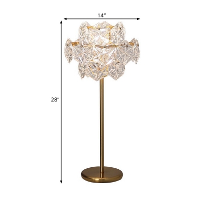 Hexagon Night Light Modern Style Faceted Crystal 1 Head Gold Night Table Lamp for Study Room