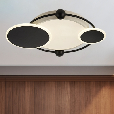 Circle Bedroom Flush Light Fixture Metallic 19.5