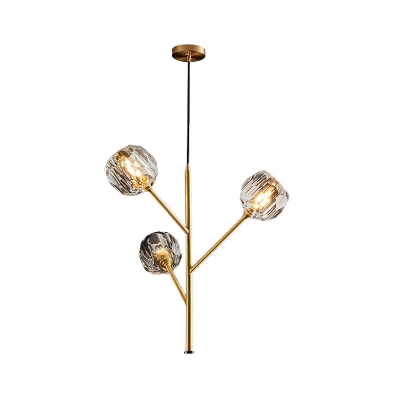 Cut Crystal Bouquet Suspension Pendant 3/6 Lights Dining Table Chandelier Lighting in Gold