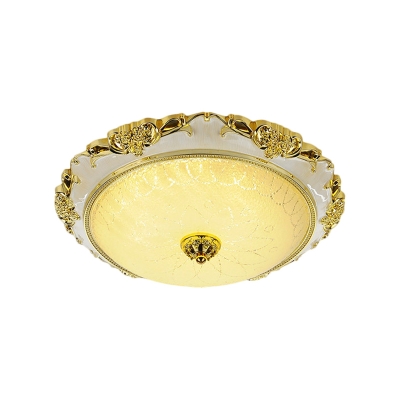 Frosted Glass Silver/Gold Ceiling Light Domed LED Traditional Flush Mount Lighting Fixture, 12