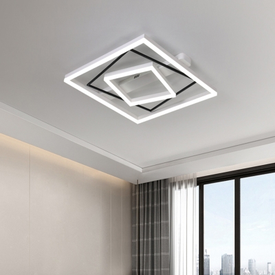 Geometric Bedroom Flushmount Metallic LED Contemporary Flush Ceiling Light in Black/Grey/White