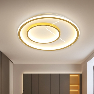Iron Ringed Flush Ceiling Light Minimalism LED Flushmount Lighting in Gold, Warm/White Light