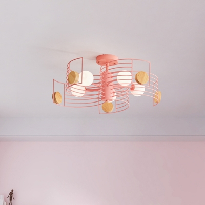 Metal Arc Frame Semi Flush Mount Simplicity Pink/Gold LED Close to Ceiling Lighting Fixture