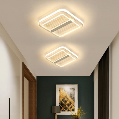 Modern LED Flush Mount Lighting with Acrylic Shade Clear Square Semi Flush in Warm/White Light