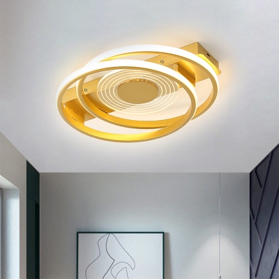 Rings Ceiling Light Fixture Modernist Metallic LED Gold Flush Mount in Warm/White Light, 16.5