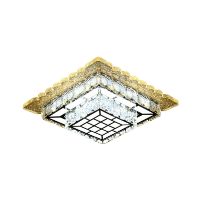 Round/Square Tiers Corridor Flush Mount Modernist Crystal LED Chrome Ceiling Mounted Light