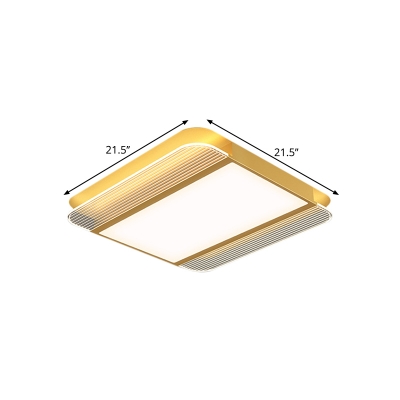 Square Metallic Flush Ceiling Light Modern LED Gold Flushmount Lighting in Warm/White Light, 18