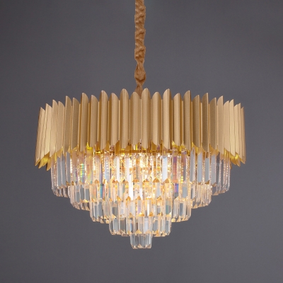 Tiered Ceiling Pendant Contemporary Crystal Block 16