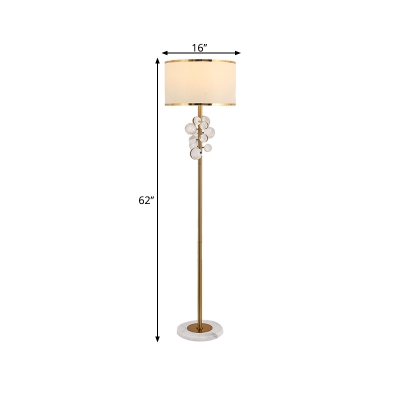 Bubble Living Room Floor Lighting Classic Multi-Color/Clear Crystal 1-Bulb Reading Floor Lamp with Drum Fabric Shade