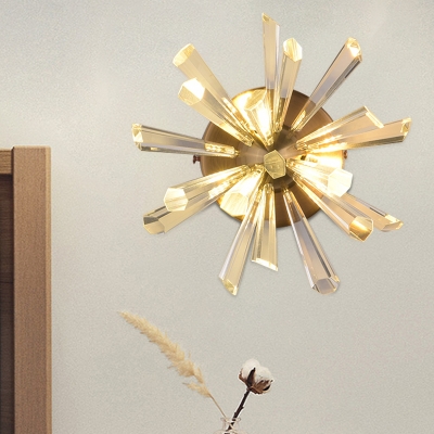 Burst Design Clear Crystal Rods Sconce Postmodern 2 Lights Bedroom Wall Mount Lamp in Warm/White Light