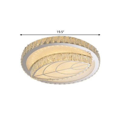 Chrome Leaf/Circle LED Flush Mounted Lamp Modernist Crystal Bedroom LED Ceiling Lighting