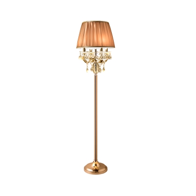 Coffee Finish Scalloped Floor Lighting Traditional Fabric 4 Heads Living Room Crystal Standing Lamp